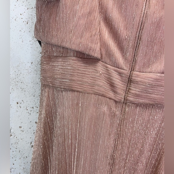 Betsy & Adam One Shoulder Metallic Dress in Pink Size 12 Gown NEW Maxi - Picture 12 of 13
